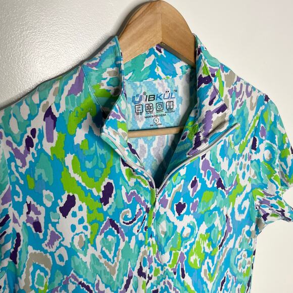 Ibkul Short Sleeve Dress Womens Small Blue Quarter Zip Sun Protectant Pockets - Picture 5 of 11